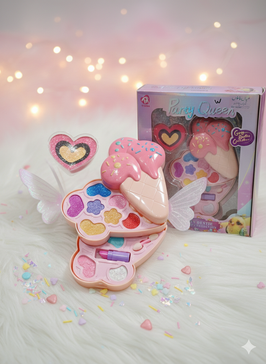 Girly Bestie "Party Queen" Ice Cream Makeup Palette – Sparkly Kids' Beauty Kit