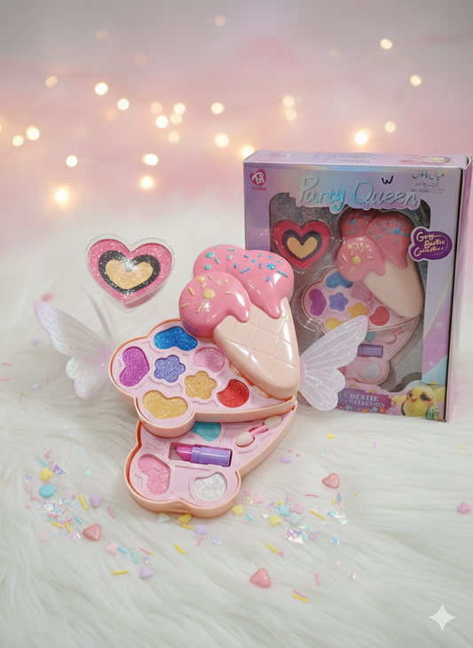 Girly Bestie "Party Queen" Ice Cream Makeup Palette – Sparkly Kids' Beauty Kit