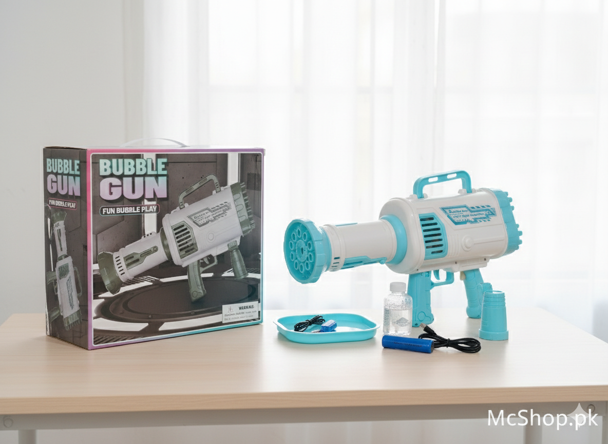 64-Hole Mega Rocket Bubble Gun – Rechargeable High-Output Automatic Bubble Launcher for Kids | McShop.pk