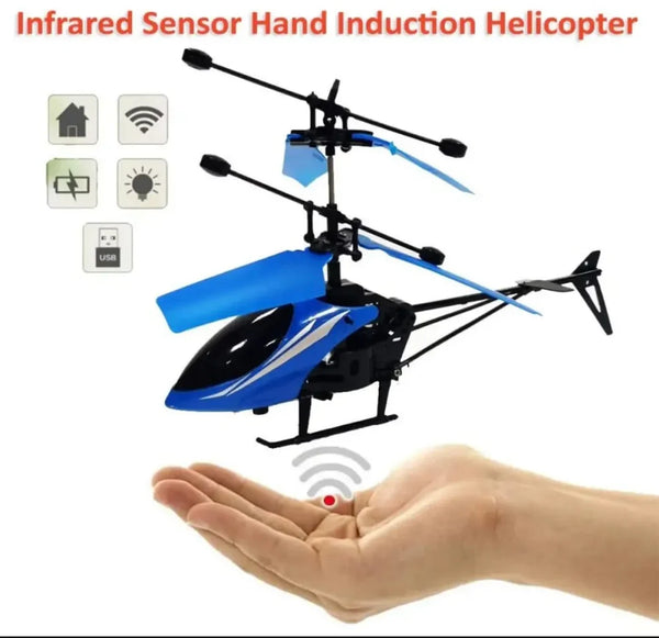 Hand Sensor Flying Helicopter with USB Charging Cable – Rechargeable & Multicolor (20cm)