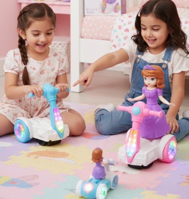 Little Electric Princess B/O Scooter Toy – 3D Flashing Lights & Musical Bump & Go Action for Girls