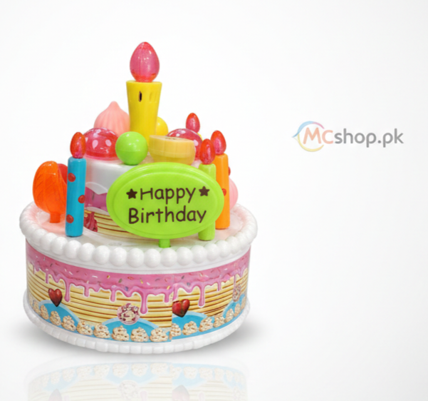 DIY Delicious Cake Toy Set with Fixed Toppings, Lights & Music for Kids