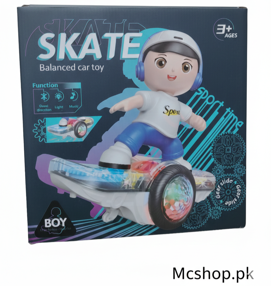 SKATE Balanced Car Toy for Kids – 360° Rotating Stunt Scooter with Music & Colorful LED Lights (3+ Ages)