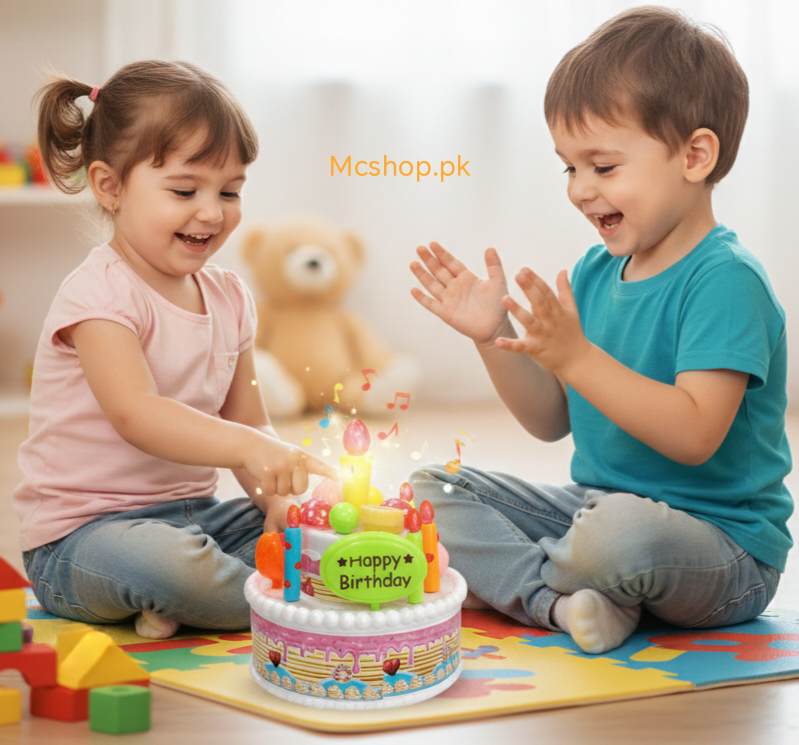 DIY Delicious Cake Toy Set with Fixed Toppings, Lights & Music for Kids